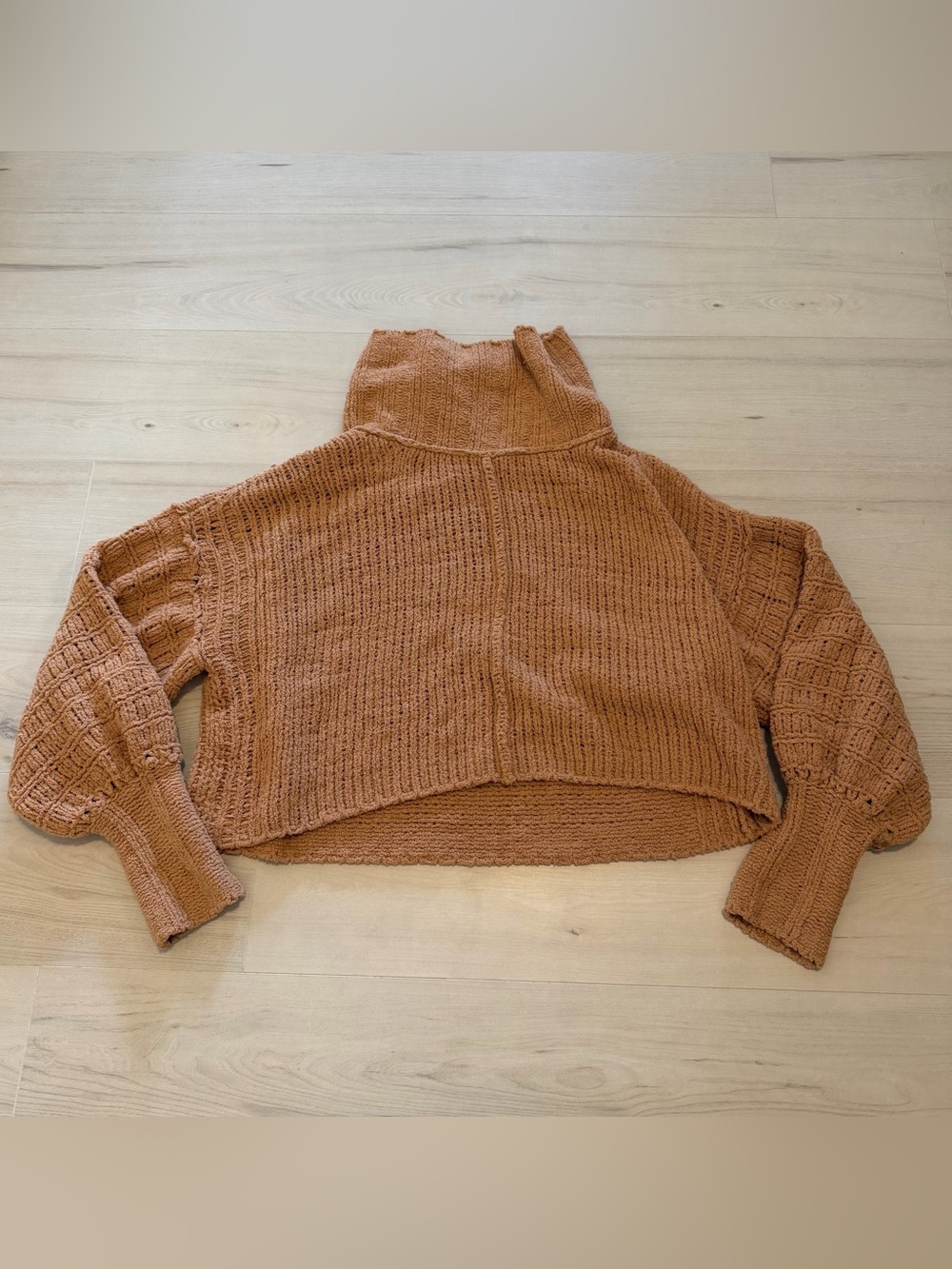Free People Cropped Cowl Neck Sweater in Burnt Orange